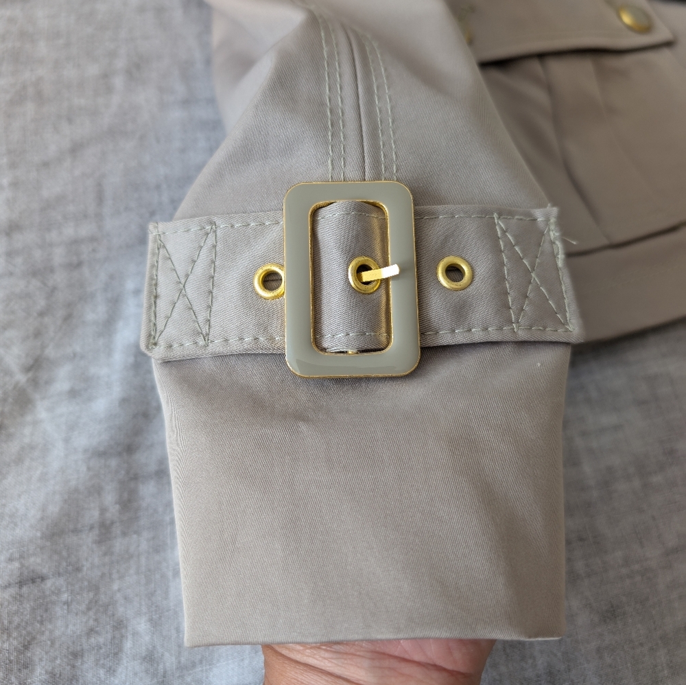Anthropologie Elevenses Femme Trench Jacket Neutral Motif Size 0 - Picture 8 of 16
